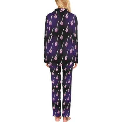 Electric Guitar Print Design LKS405 Women's Long Pajama Set
