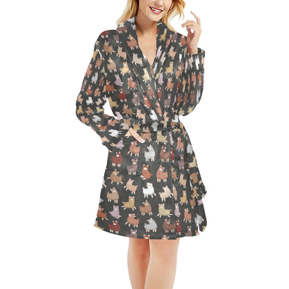 Alpaca Cute Design Themed Print Women's Fleece Robe