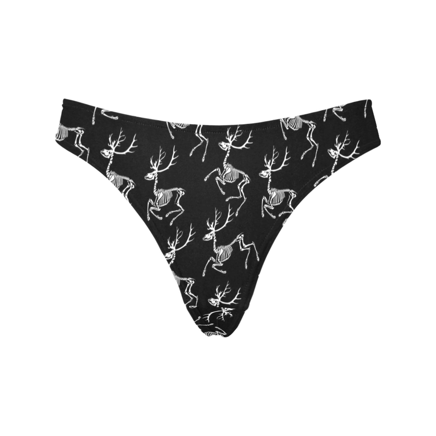 Deer Skeleton Print Pattern Women's Thongs