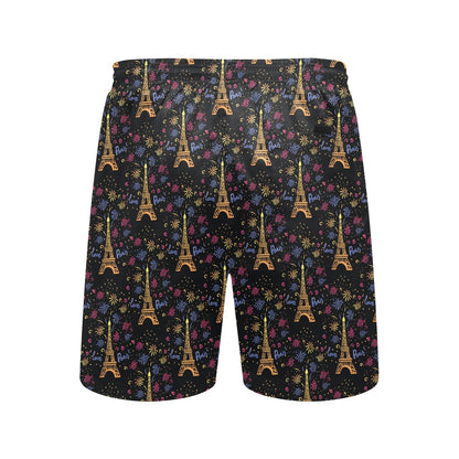 Eiffel Tower Love Paris Print Men's Swim Trunks Beach Shorts