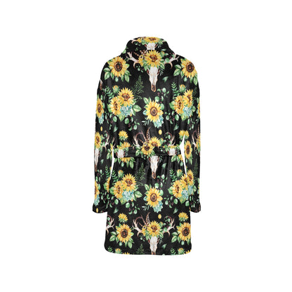 Sunflower Pattern Print Design SF08 Women's Fleece Robe