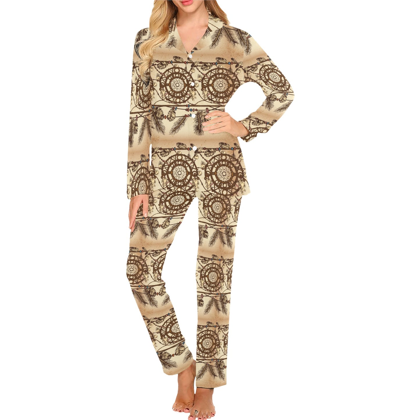 Dream catcher vintage native Women's Long Pajama Set