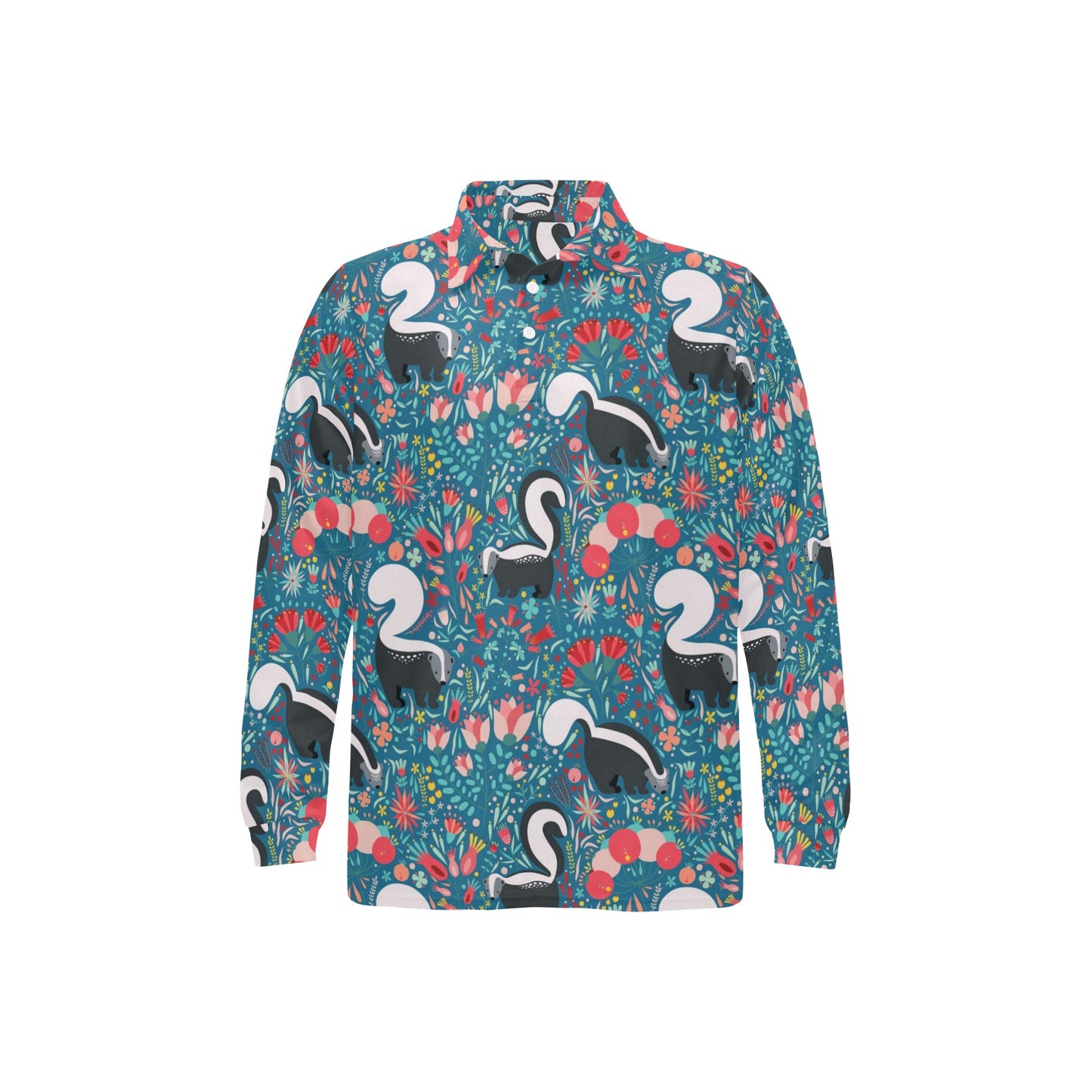 Skunk Print Design LKS302 Long Sleeve Polo Shirt For Men's