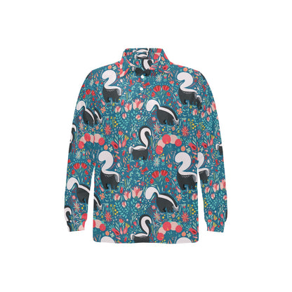 Skunk Print Design LKS302 Long Sleeve Polo Shirt For Men's