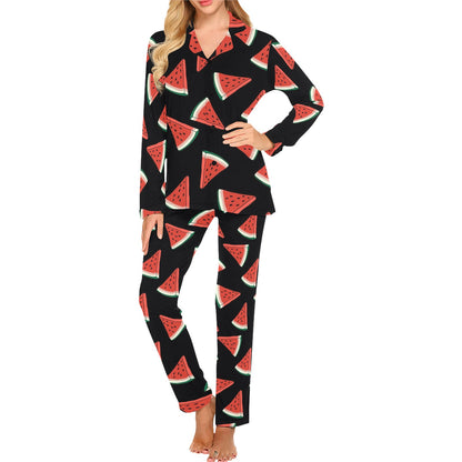 Watermelon Pattern Print Design WM01 Women's Long Pajama Set