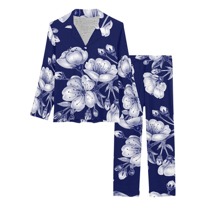 Cherry Blossom Pattern Print Design CB01 Women's Long Pajama Set