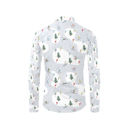 Ski Print Design LKS305 Men's Long Sleeve Dress Shirt