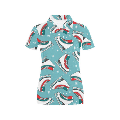 Ice Skate Pattern Print Design 03 Women's Polo Shirt