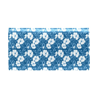 Hibiscus Blue Flower Hawaiian Print Women's Trifold Wallet
