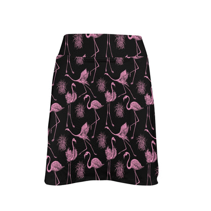 Flamingo Pink Print Pattern 17" Golf & Pickleball Skort with Pockets