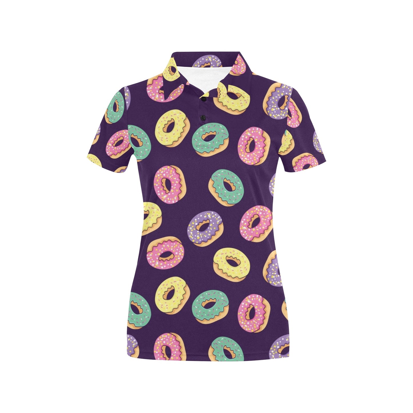 Donut Pattern Print Design DN08 Women's Polo Shirt