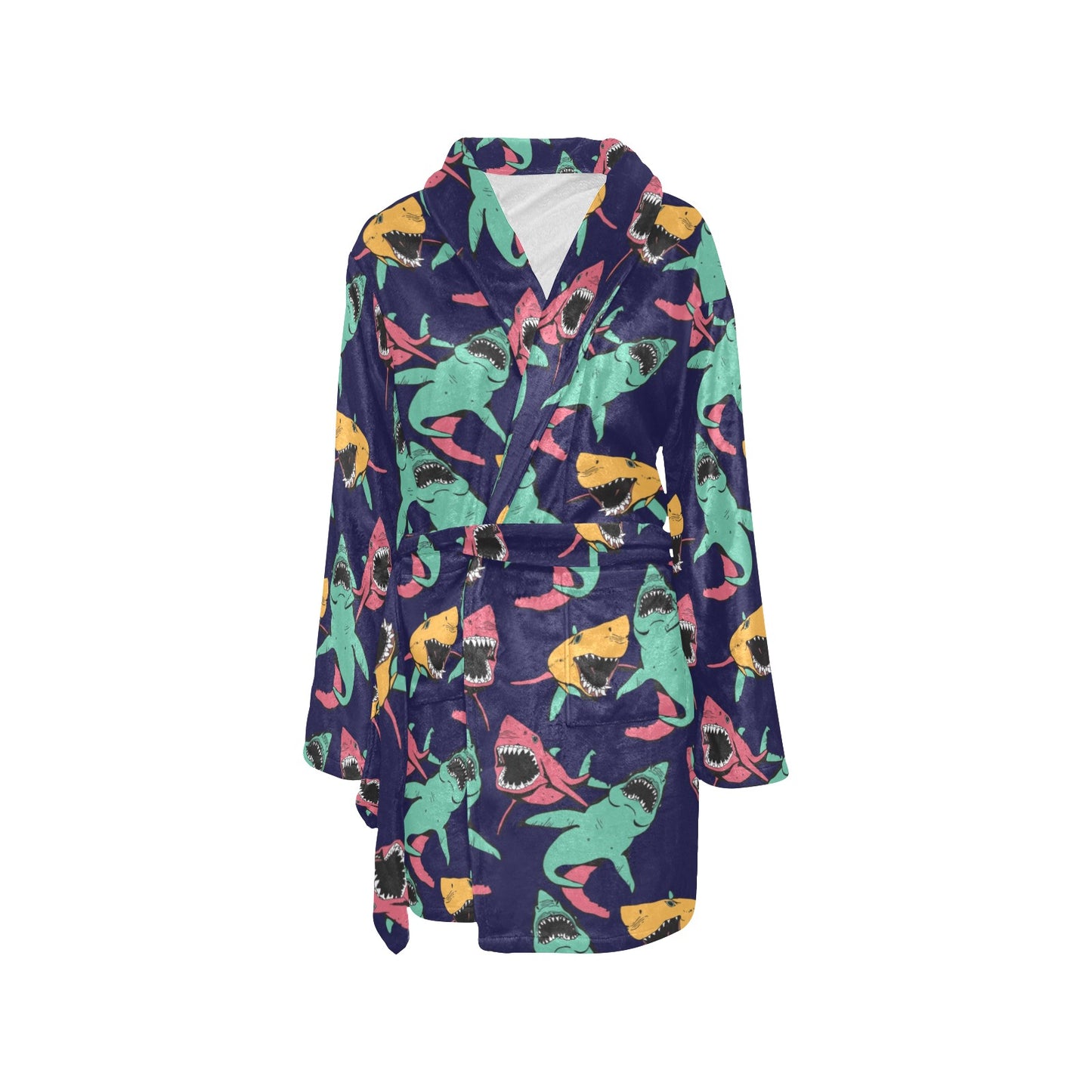 Shark Bite Pattern Women's Fleece Robe