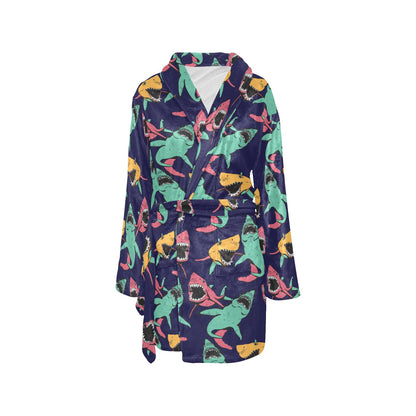 Shark Bite Pattern Women's Fleece Robe