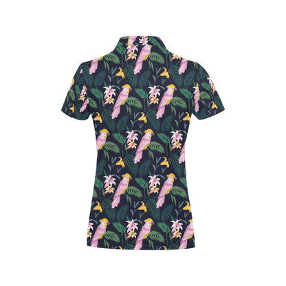 Cockatoo Pattern Print Design 03 Women's Polo Shirt
