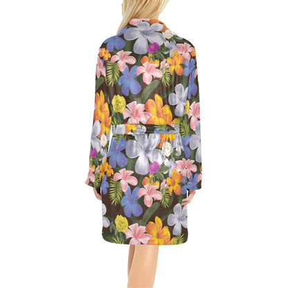 Plumeria Pattern Print Design PM03 Women's Fleece Robe