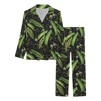 Peas Pattern Print Design A02 Women's Long Pajama Set