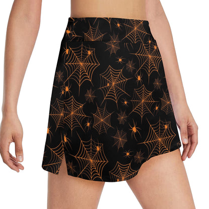 Spider Web Print Design LKS306 17" Golf & Pickleball Skort with Pockets