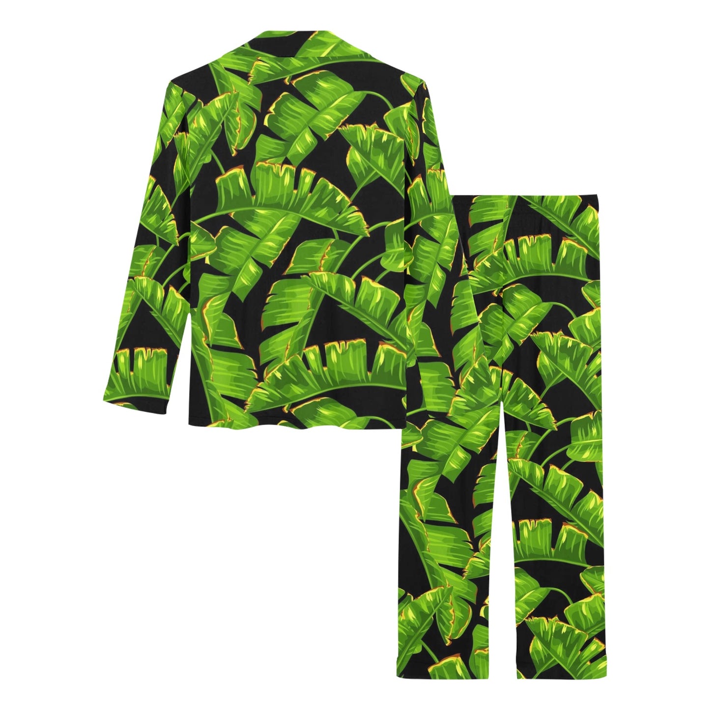 Banana Leaf Pattern Print Design BL06 Women's Long Pajama Set