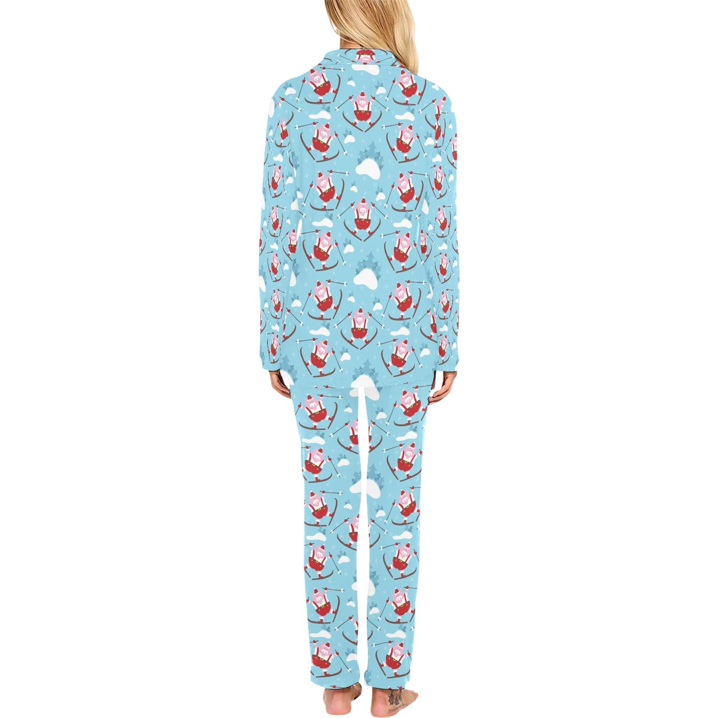 Ski Print Design LKS309 Women's Long Pajama Set