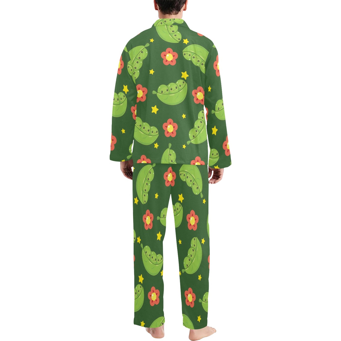 Peas Pattern Print Design A01 Men's Long Pajama Set