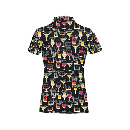 Cocktail Pattern Print Design 01 Women's Polo Shirt