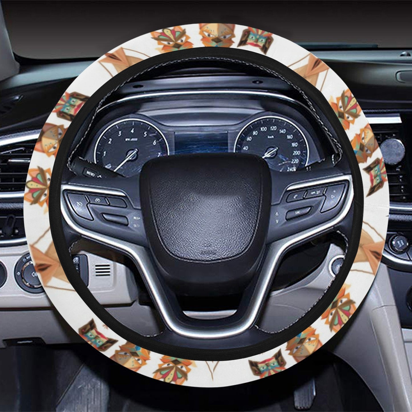 Totem Native Print Design LKS303 Steering Wheel Cover with Elastic Edge
