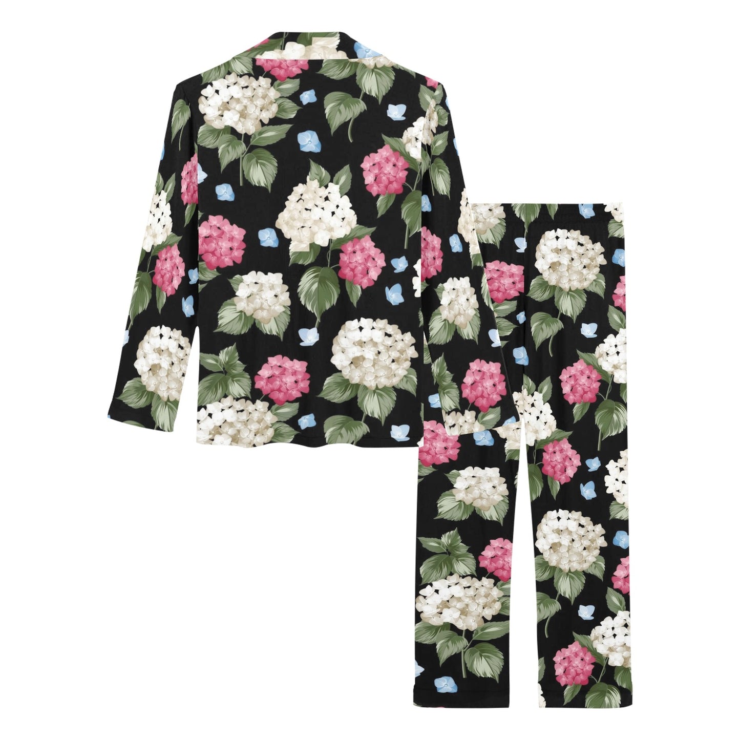 Hydrangea Pattern Print Design HD09 Women's Long Pajama Set