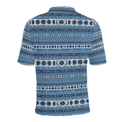 Sun Moon Pattern Print Design LKS306 Men Polo Shirt