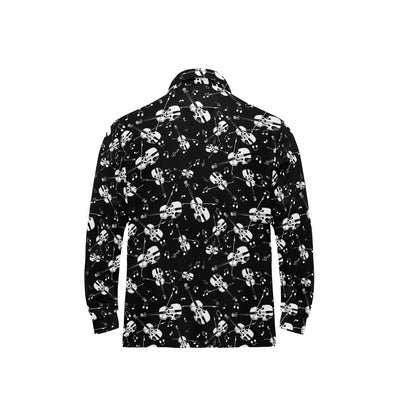 Violin Print Design LKS404 Long Sleeve Polo Shirt For Men's
