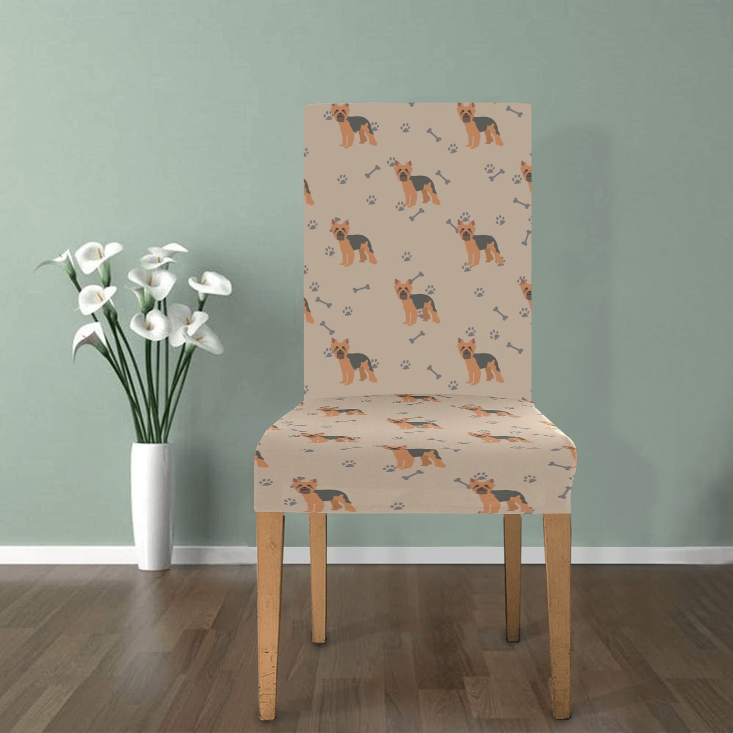 Yorkshire Terriers Print Design LKS305 Dining Chair Slipcover