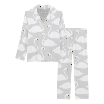 Swan Pattern Print Design 02 Women's Long Pajama Set