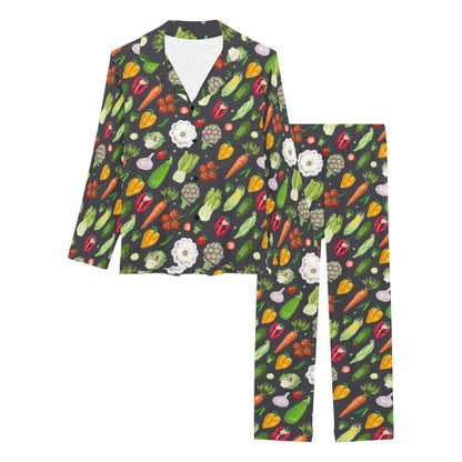 Vegan Pattern Themed Design Print Women's Long Pajama Set