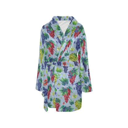 Grape Pattern Print Design GP06 Women's Fleece Robe