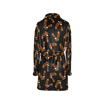 Eagles Print Pattern Women's Fleece Robe