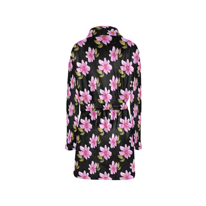 Magnolia Pattern Print Design MAG06 Women's Fleece Robe