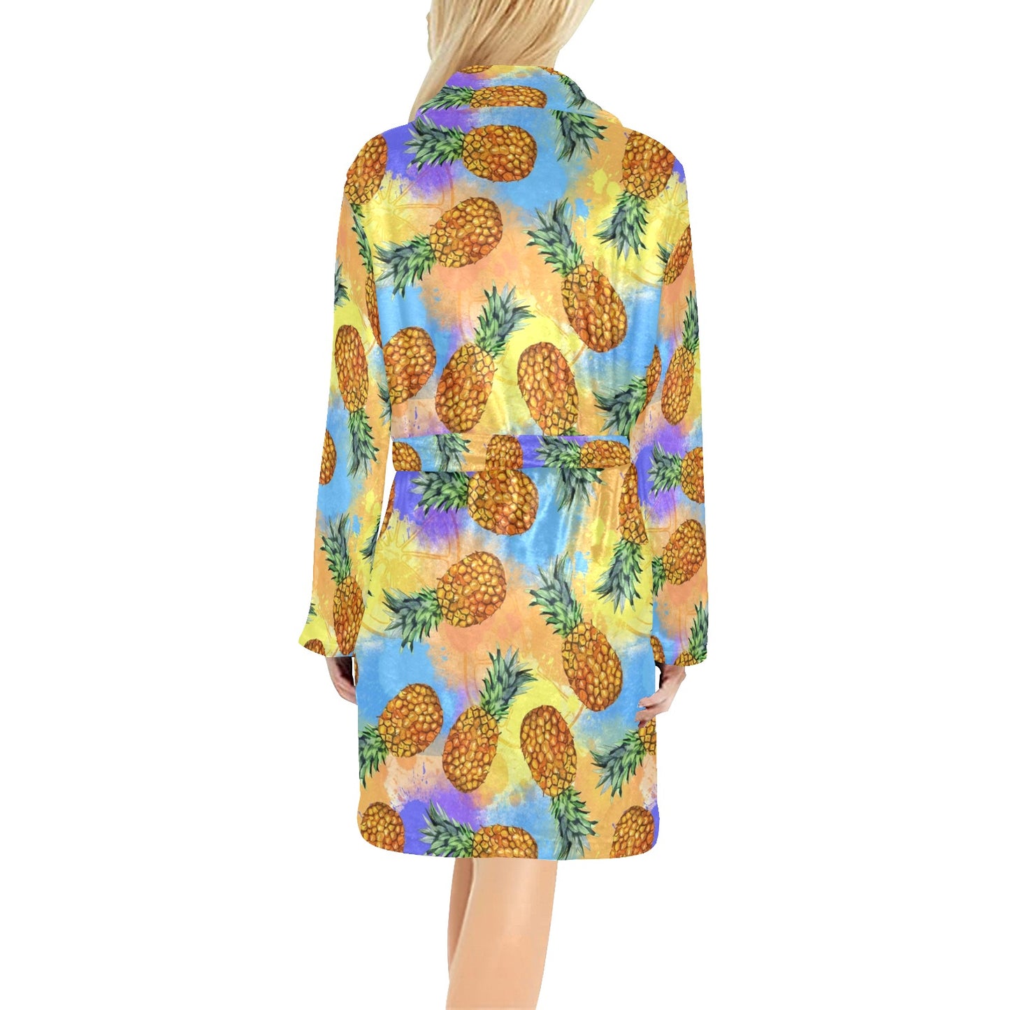 Pineapple Pattern Print Design PP09 Women's Fleece Robe