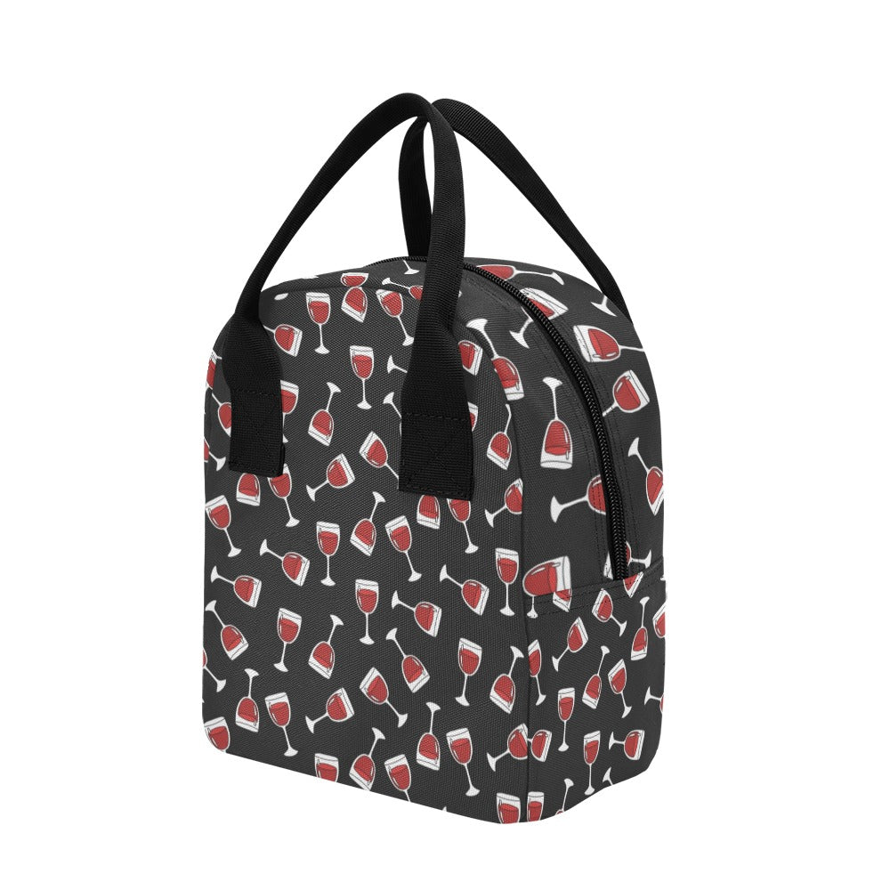 Wine Glass Print Design LKS303 Insulated Lunch Bag