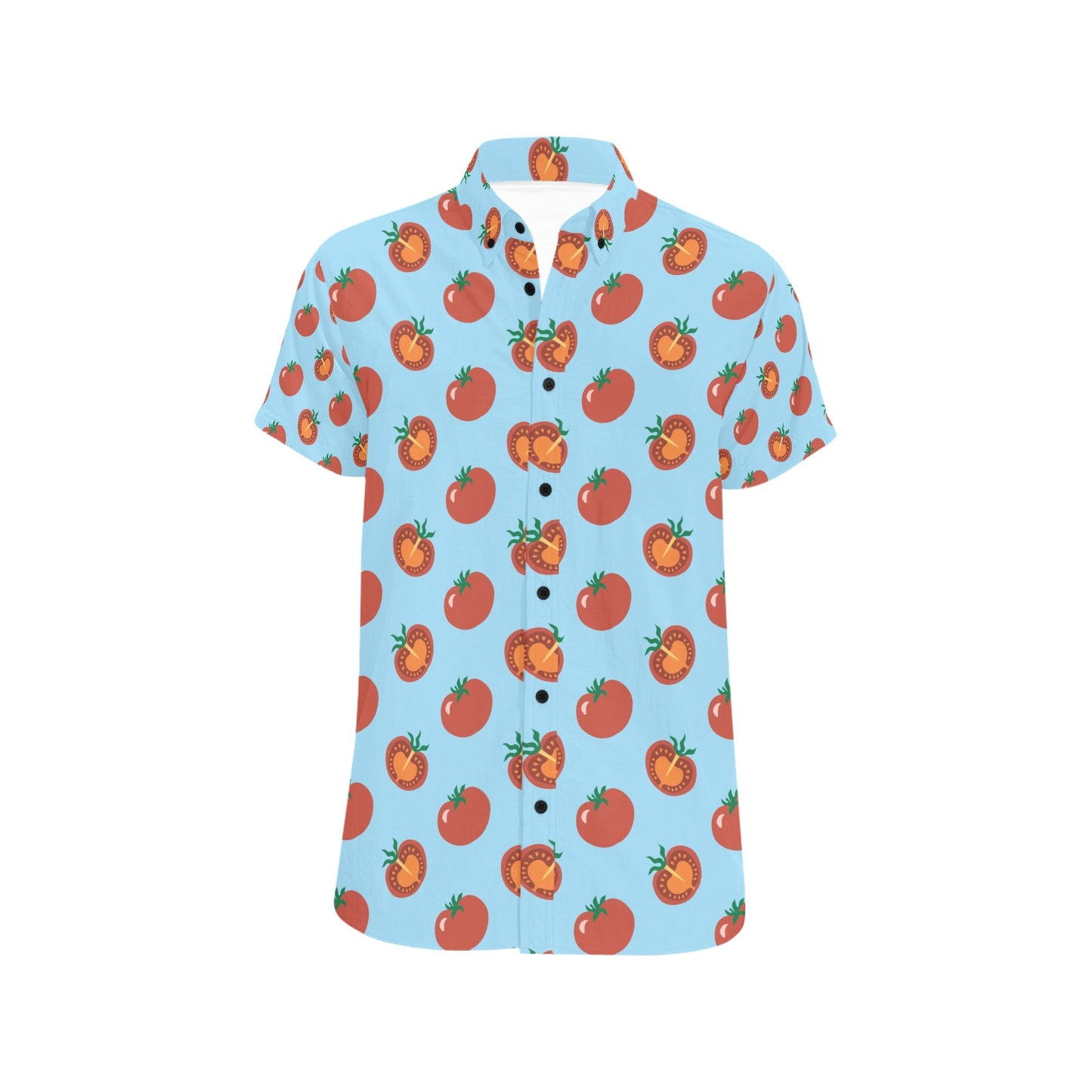 Tomato Print Design LKS304 Men Short Sleeve Button Up Shirt