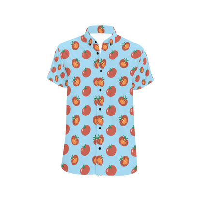 Tomato Print Design LKS304 Men Short Sleeve Button Up Shirt