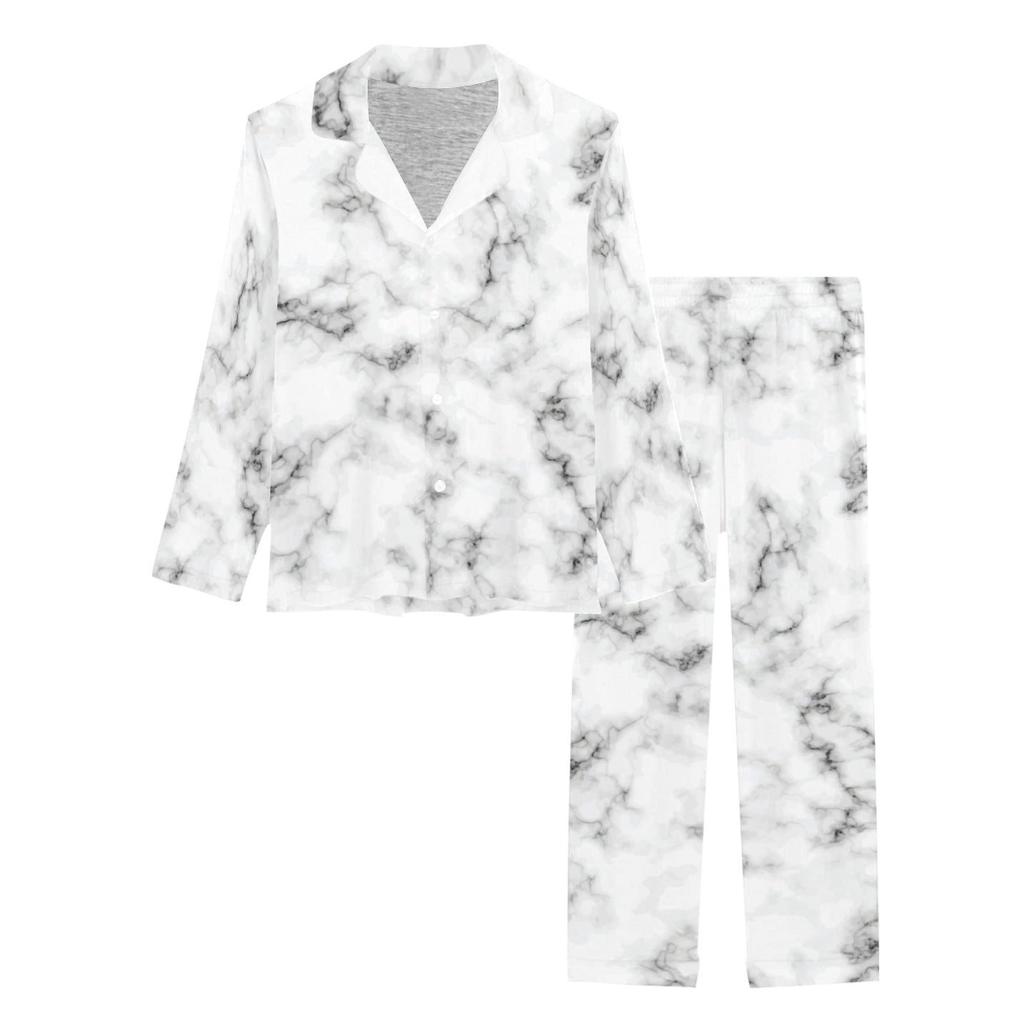 Marble Pattern Print Design 01 Women's Long Pajama Set