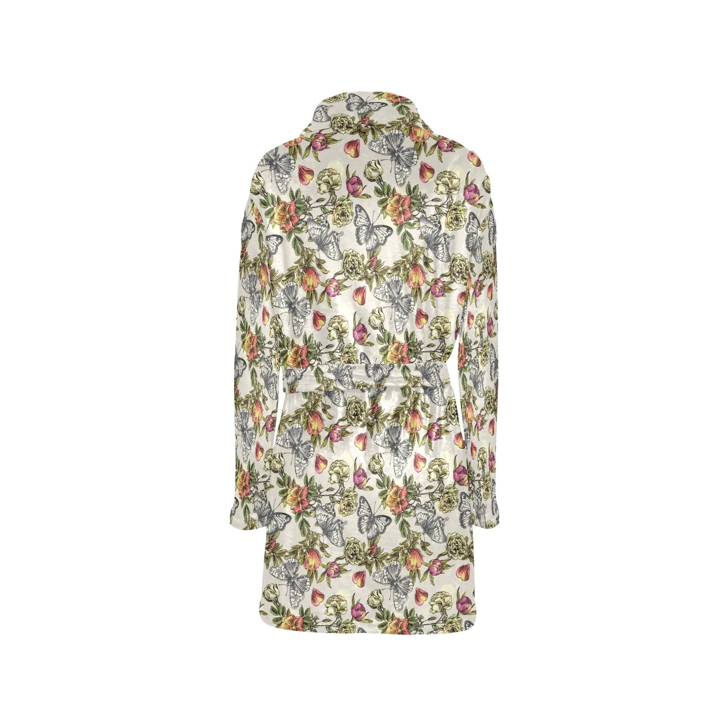 Butterfly Flower Pattern Print Design 06 Women's Fleece Robe