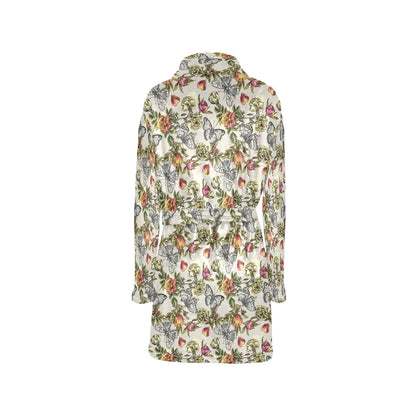 Butterfly Flower Pattern Print Design 06 Women's Fleece Robe