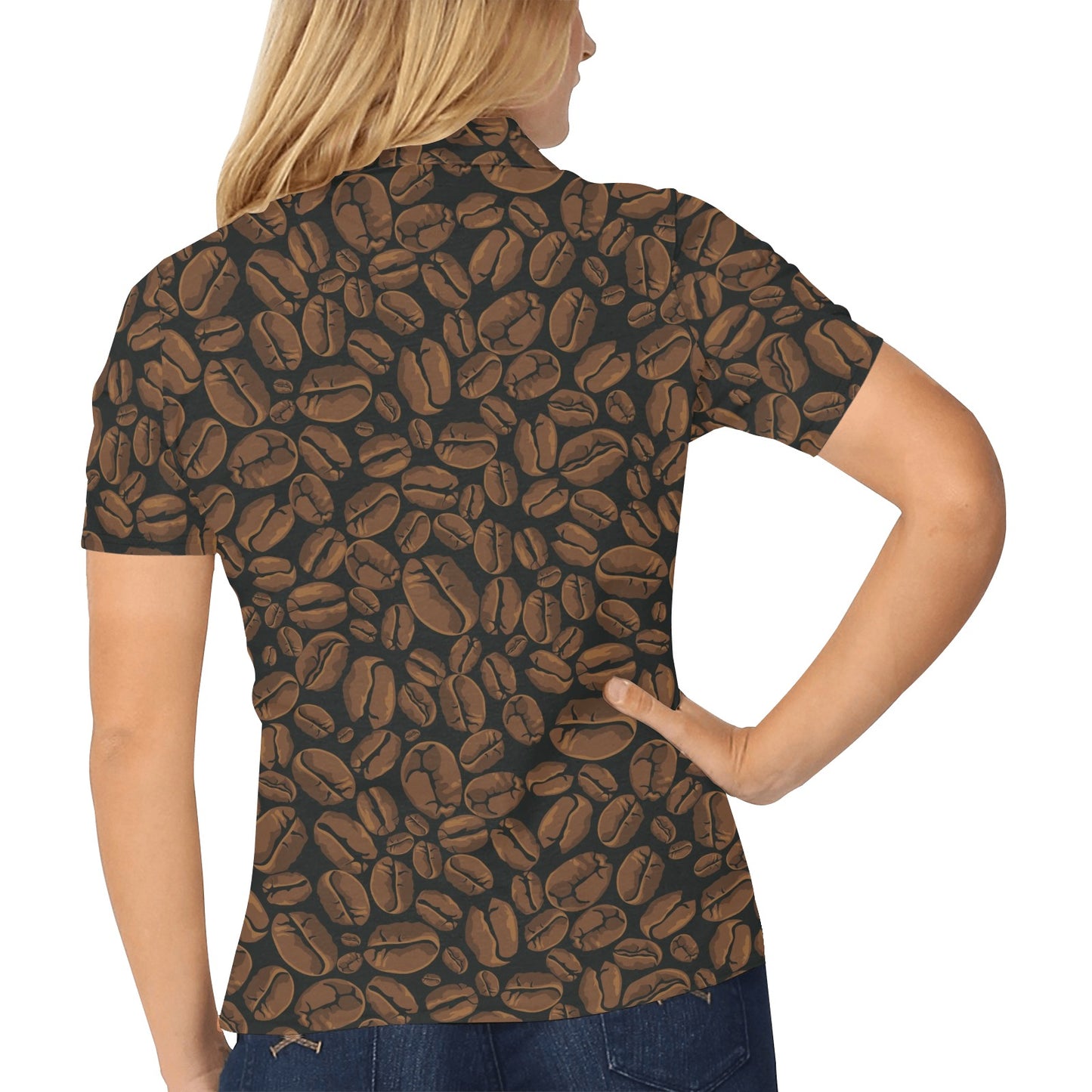 Coffee Pattern Print Design 01 Women's Polo Shirt