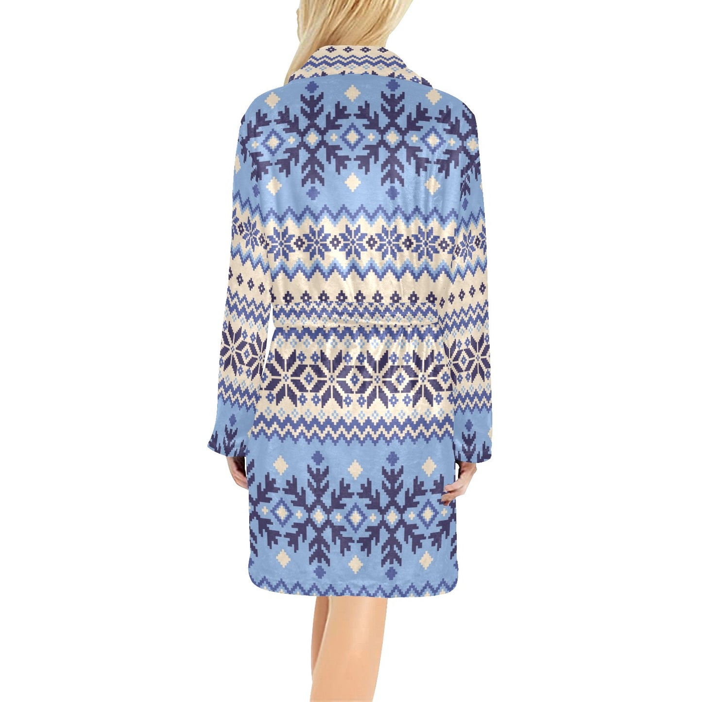 Nordic Pattern Print Design A03 Women's Fleece Robe
