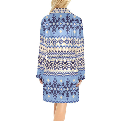 Nordic Pattern Print Design A03 Women's Fleece Robe