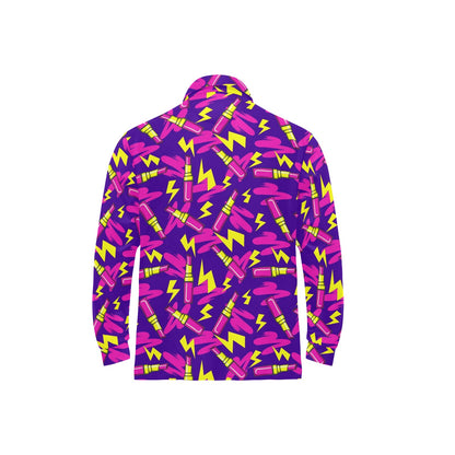 Lipstick Pattern Print Design LT04 Long Sleeve Polo Shirt For Men's