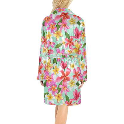 Plumeria Pattern Print Design PM014 Women's Fleece Robe