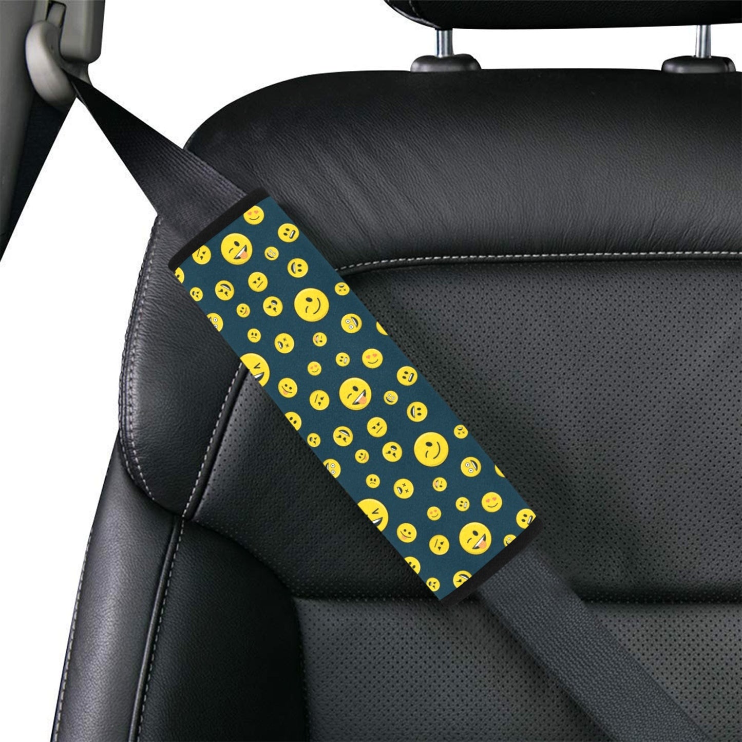 Smiley Face Emoji Print Design LKS301 Car Seat Belt Cover