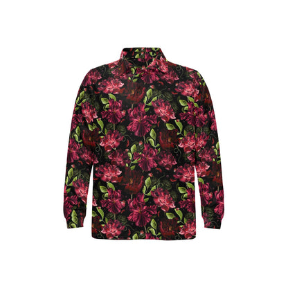Iris Pattern Print Design IR03 Long Sleeve Polo Shirt For Men's