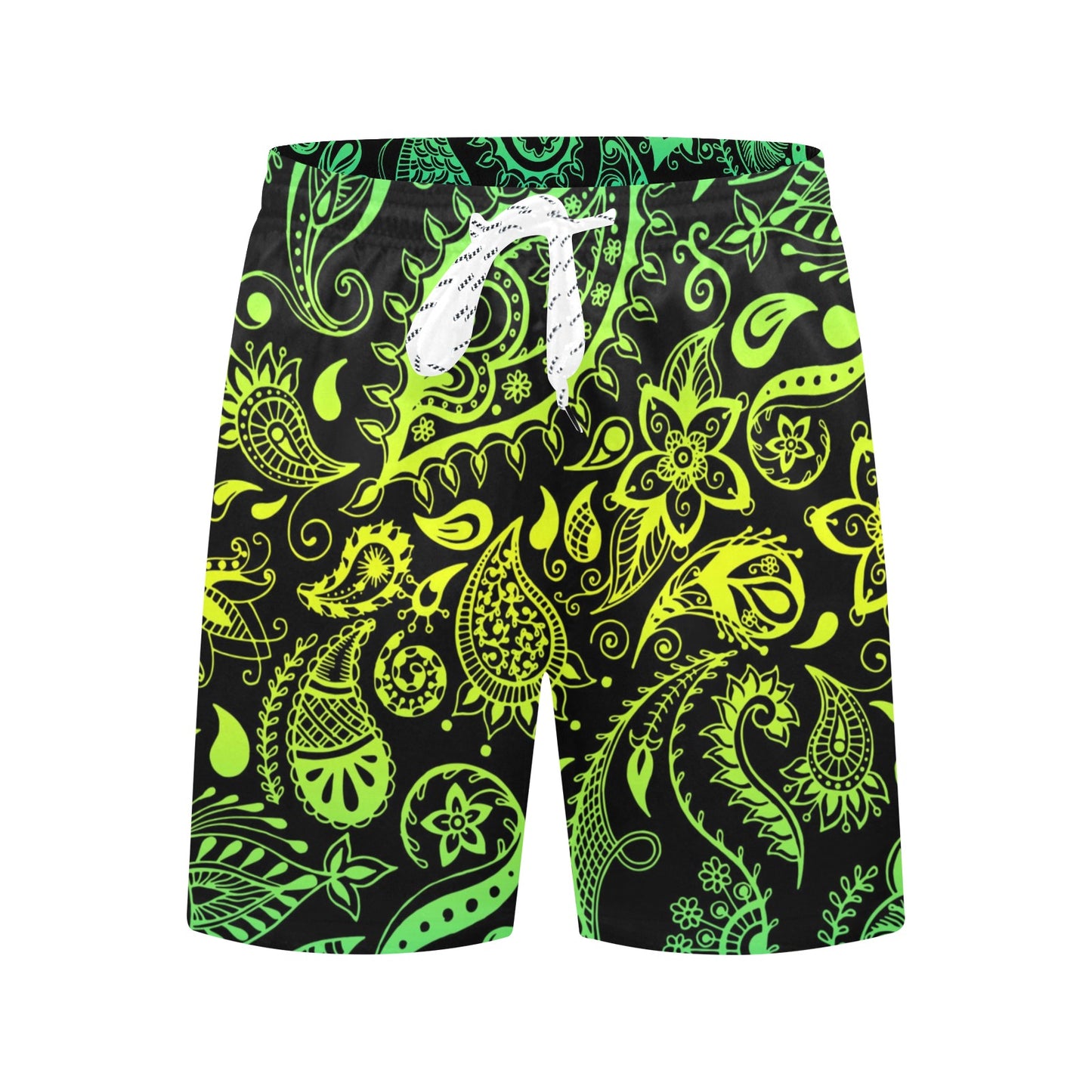 Paisley Green Design Print Men's Swim Trunks Beach Shorts